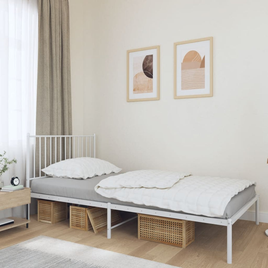 Bedframe Metaal Wit 107 x 203 cm met hoofdbord