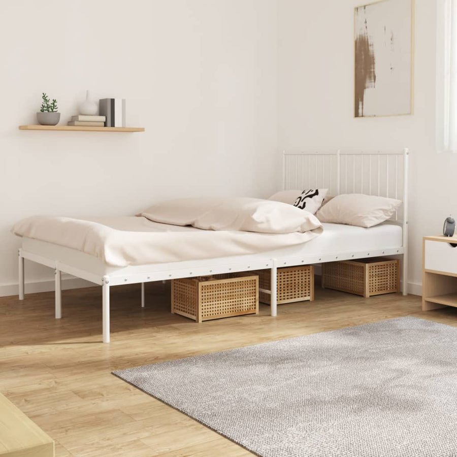 Bedframe Metaal Wit 120 x 190 cm met hoofdbord