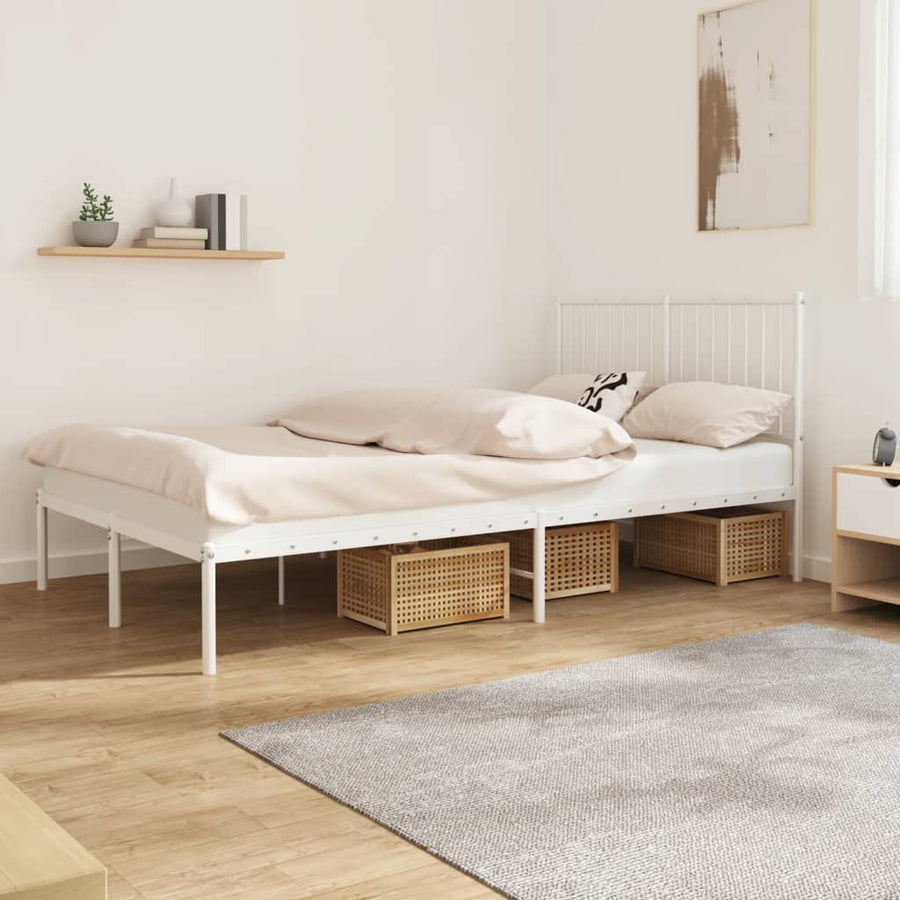 Bedframe Metaal Wit 120 x 200 cm met hoofdbord
