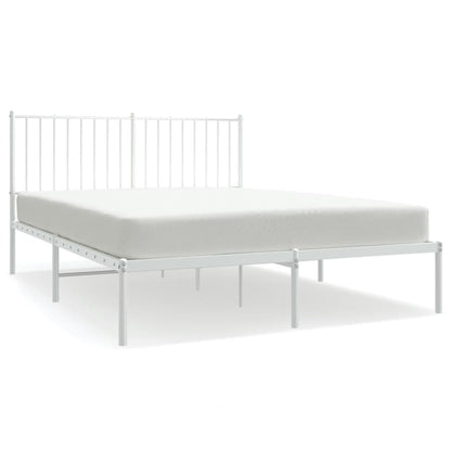Bedframe Metaal Wit 135 x 190 cm met hoofdbord