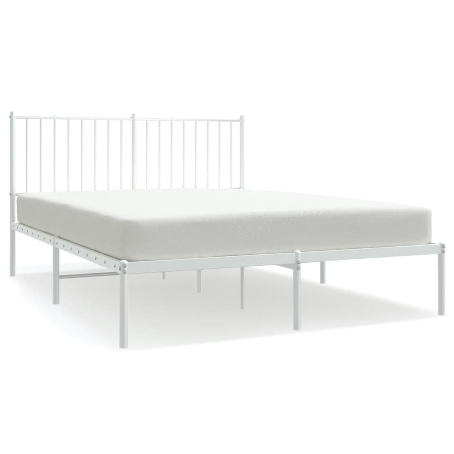 Bedframe Metaal Wit 135 x 190 cm met hoofdbord