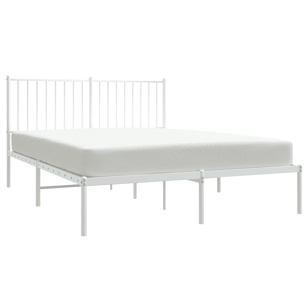 Bedframe Metaal Wit 135 x 190 cm met hoofdbord