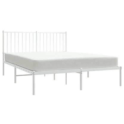 Bedframe Metaal Wit 135 x 190 cm met hoofdbord