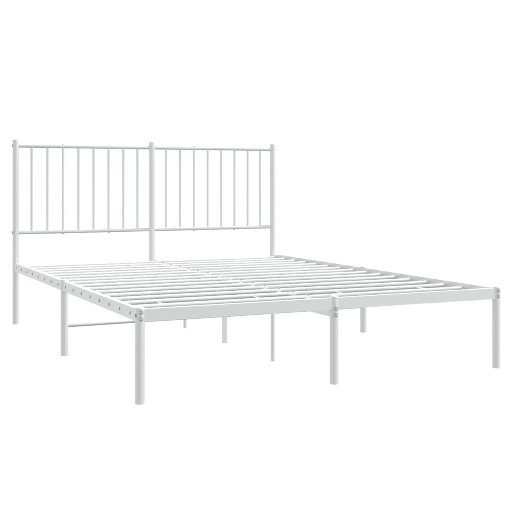Bedframe Metaal Wit 135 x 190 cm met hoofdbord