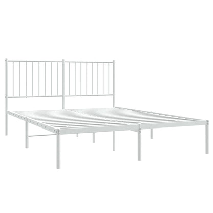 Bedframe Metaal Wit 135 x 190 cm met hoofdbord