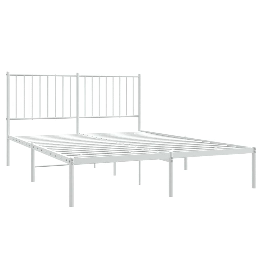 Bedframe Metaal Wit 135 x 190 cm met hoofdbord