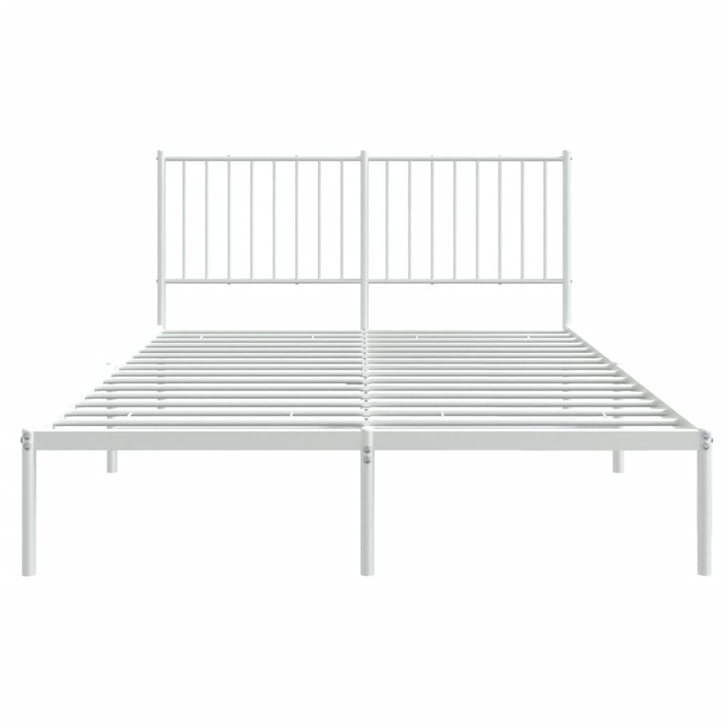 Bedframe Metaal Wit 135 x 190 cm met hoofdbord