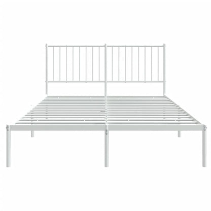 Bedframe Metaal Wit 135 x 190 cm met hoofdbord