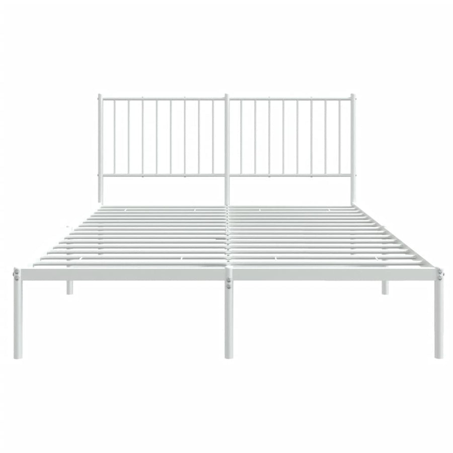 Bedframe Metaal Wit 135 x 190 cm met hoofdbord