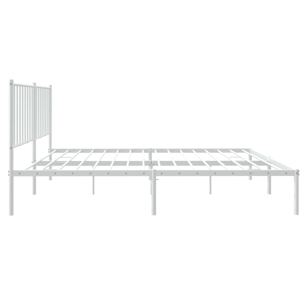Bedframe Metaal Wit 135 x 190 cm met hoofdbord