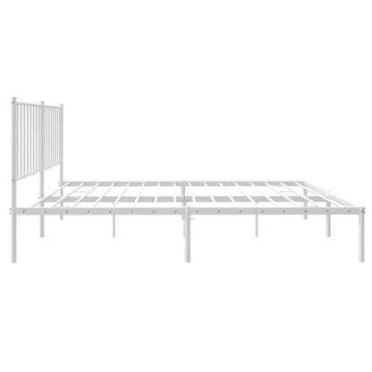 Bedframe Metaal Wit 135 x 190 cm met hoofdbord