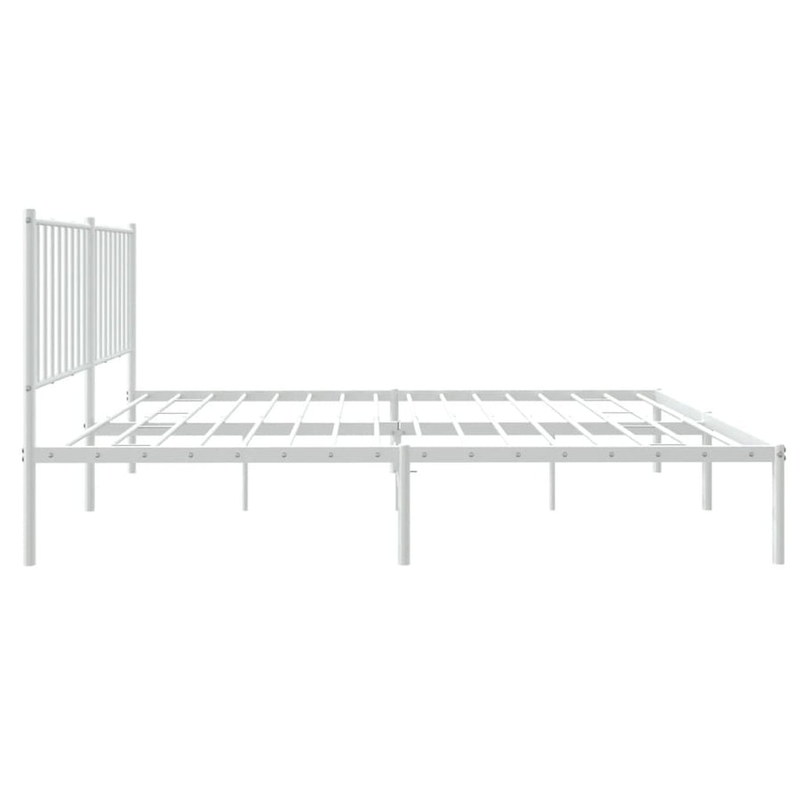 Bedframe Metaal Wit 135 x 190 cm met hoofdbord