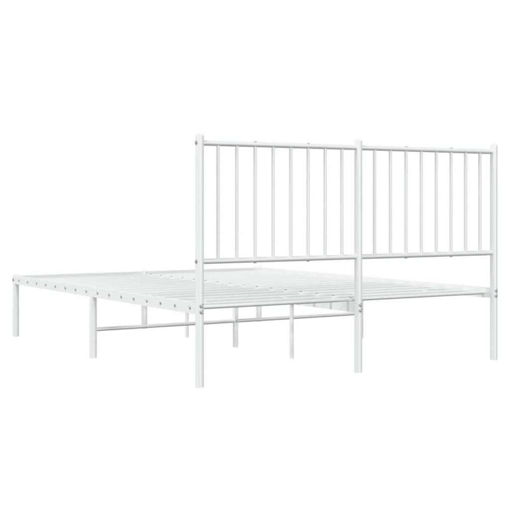 Bedframe Metaal Wit 135 x 190 cm met hoofdbord