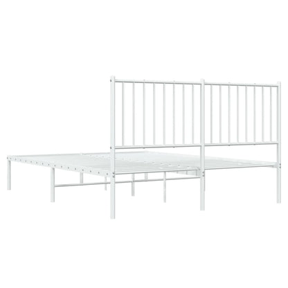 Bedframe Metaal Wit 135 x 190 cm met hoofdbord
