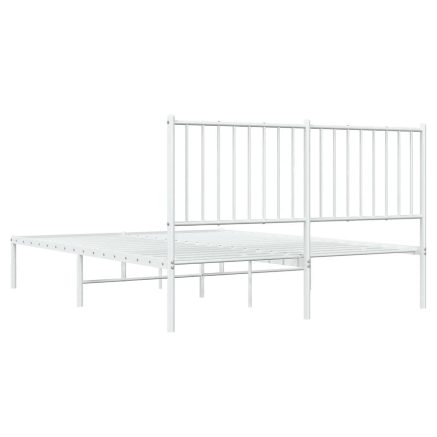 Bedframe Metaal Wit 135 x 190 cm met hoofdbord