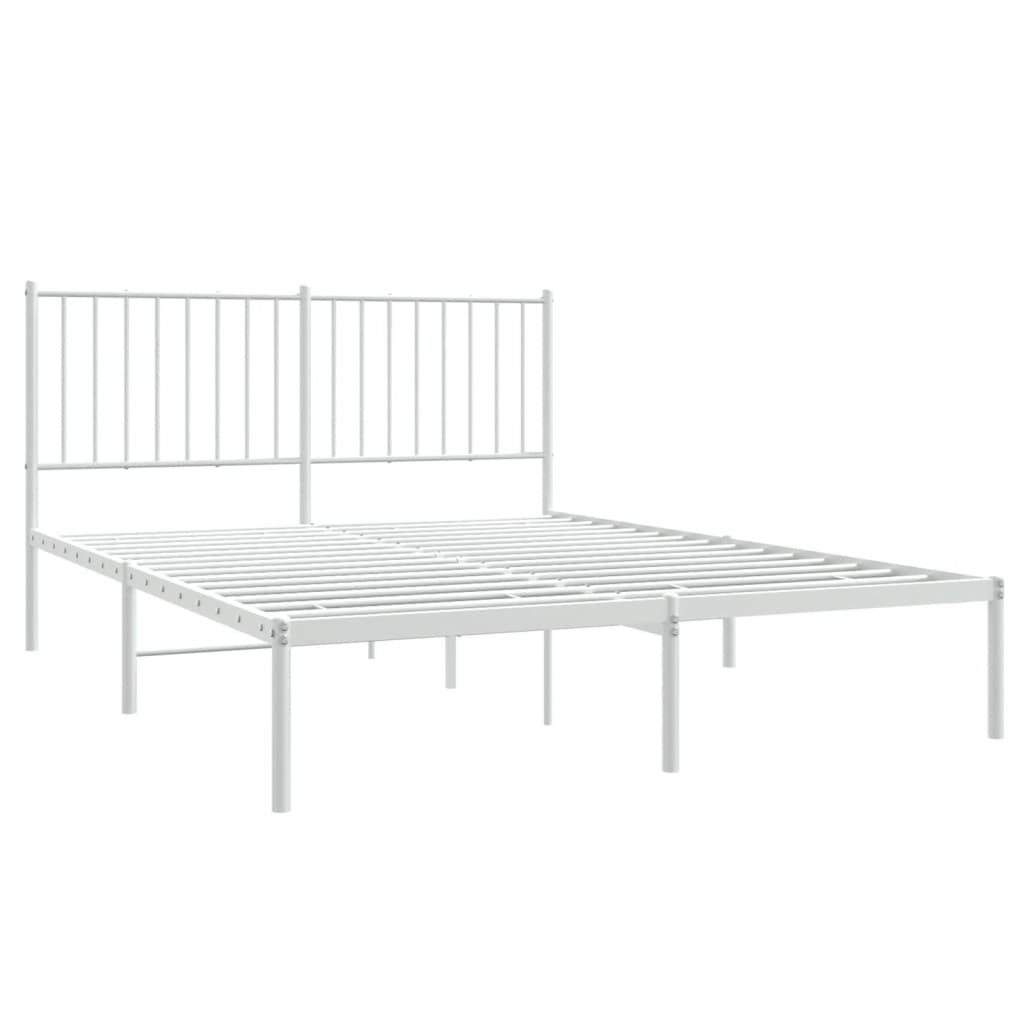 Bedframe met hoofdbord metaal wit 140x190 cm