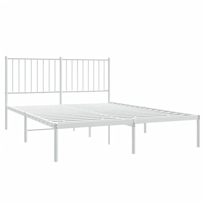 Bedframe met hoofdbord metaal wit 140x190 cm