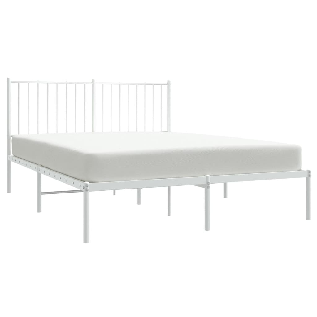 Bedframe met hoofdbord metaal wit 140x190 cm