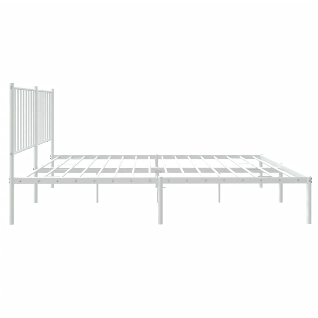 Bedframe met hoofdbord metaal wit 140x190 cm