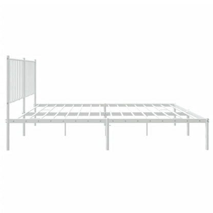 Bedframe met hoofdbord metaal wit 140x190 cm