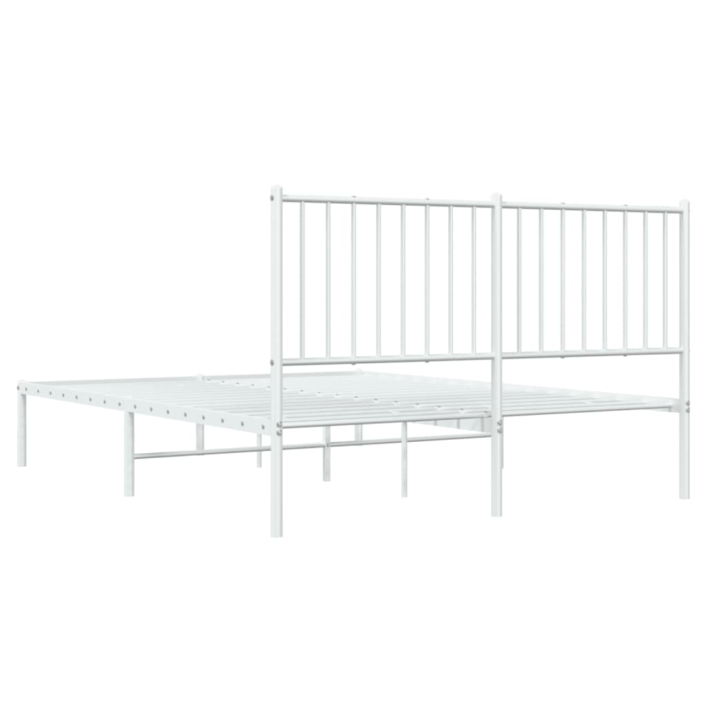 Bedframe met hoofdbord metaal wit 140x190 cm