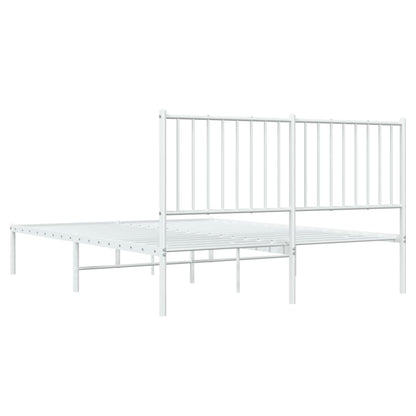 Bedframe met hoofdbord metaal wit 140x190 cm