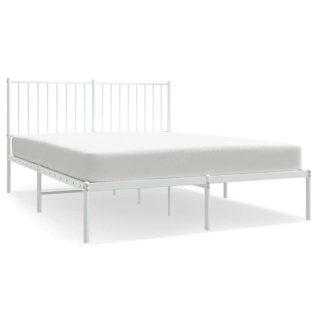 Bedframe Metaal Wit 140 x 200 cm met hoofdbord