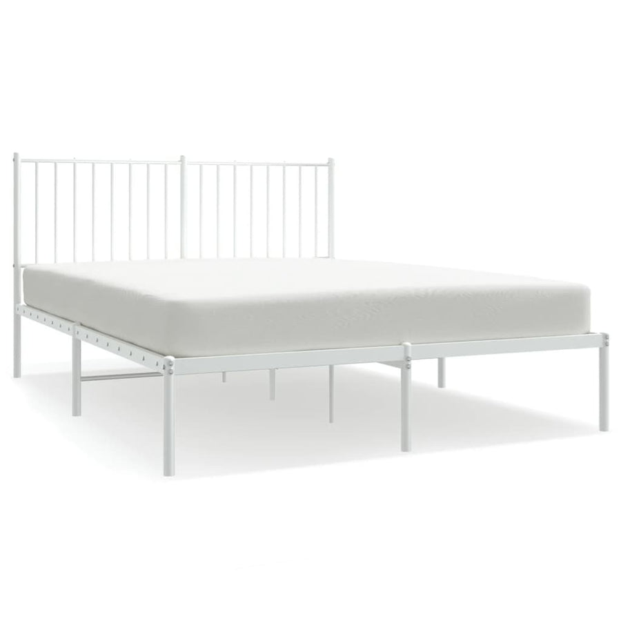 Bedframe Metaal Wit 140 x 200 cm met hoofdbord