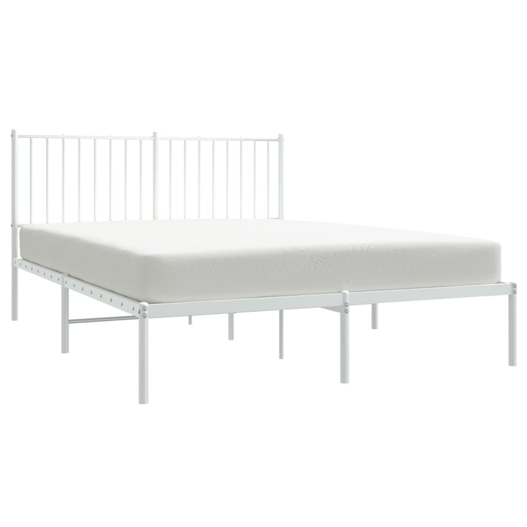 Bedframe Metaal Wit 140 x 200 cm met hoofdbord