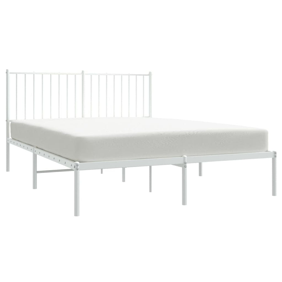 Bedframe Metaal Wit 140 x 200 cm met hoofdbord