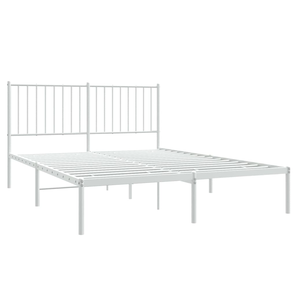 Bedframe Metaal Wit 140 x 200 cm met hoofdbord