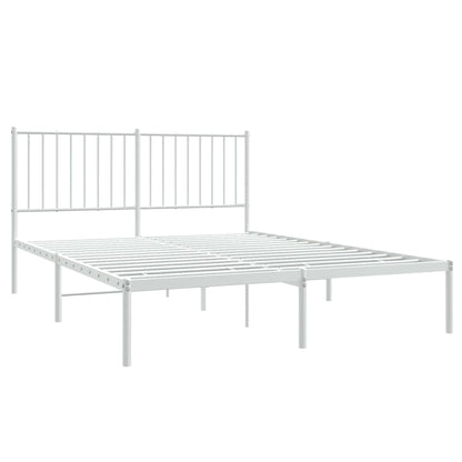 Bedframe Metaal Wit 140 x 200 cm met hoofdbord