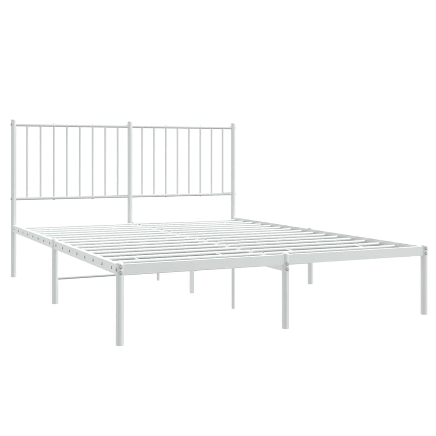 Bedframe Metaal Wit 140 x 200 cm met hoofdbord