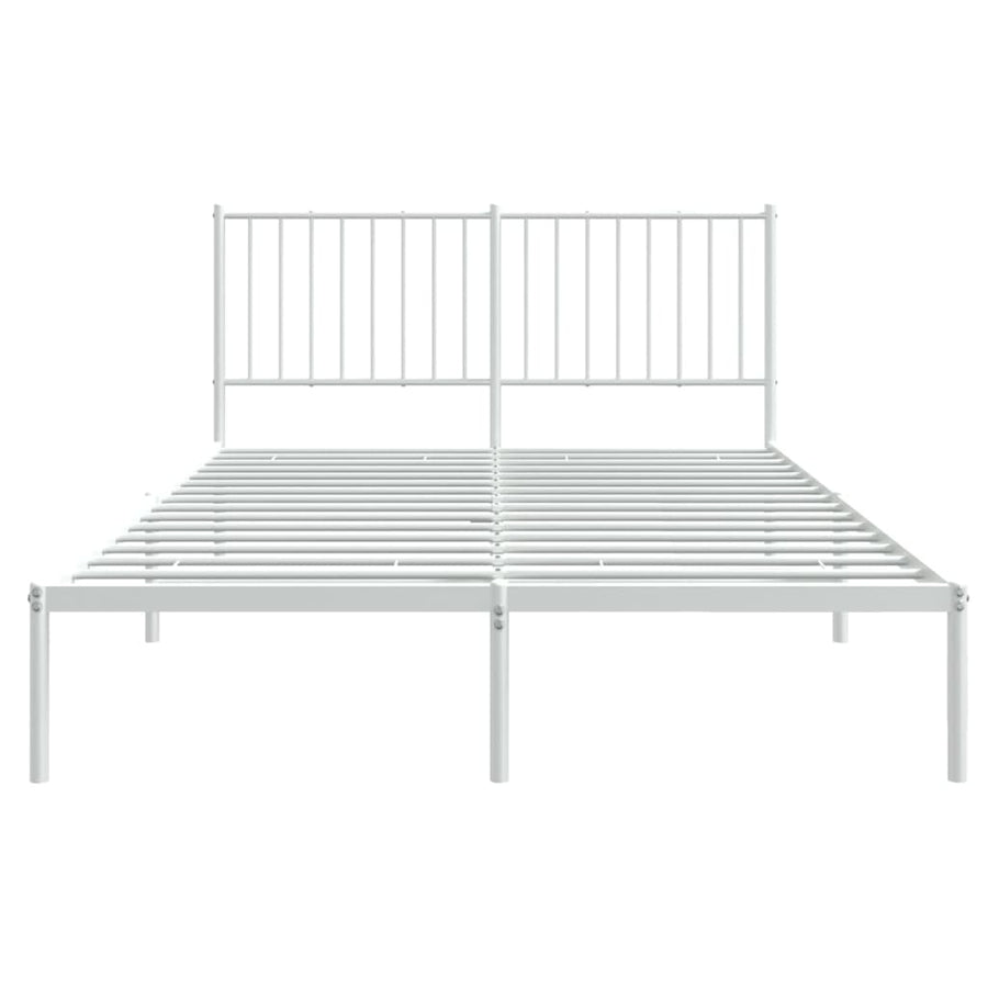 Bedframe Metaal Wit 140 x 200 cm met hoofdbord