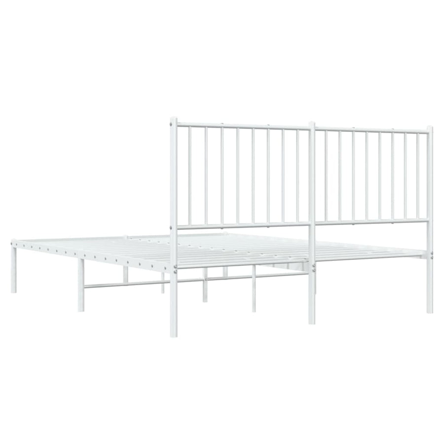 Bedframe Metaal Wit 140 x 200 cm met hoofdbord