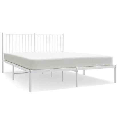 Bedframe met hoofdbord metaal wit 150x200 cm