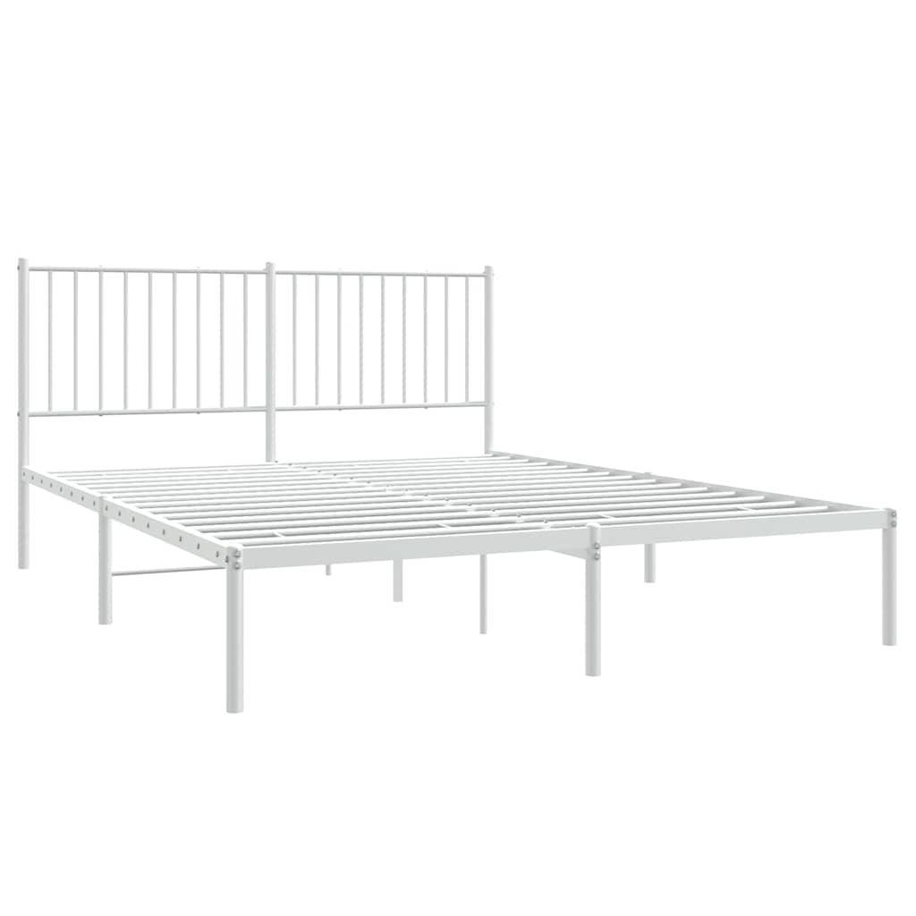 Bedframe met hoofdbord metaal wit 150x200 cm