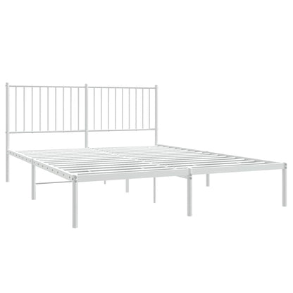 Bedframe met hoofdbord metaal wit 150x200 cm