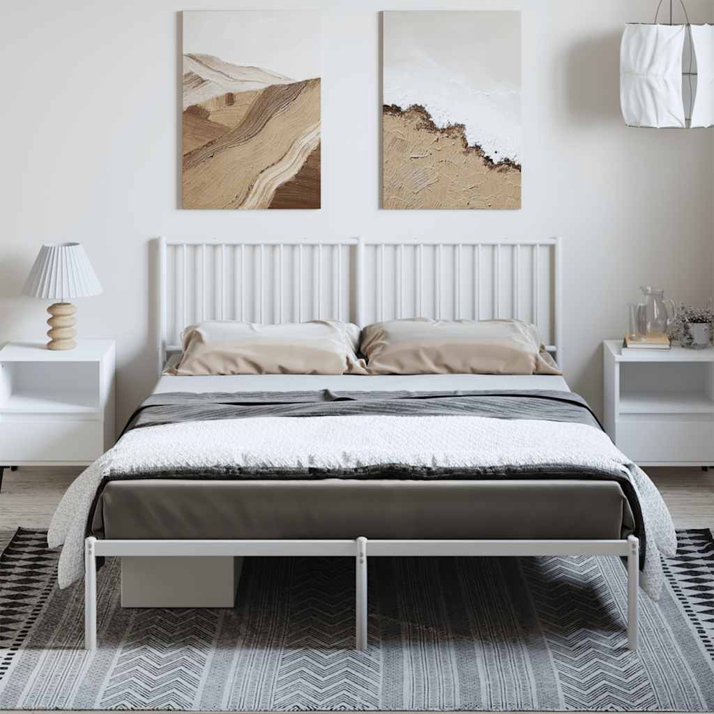 Bedframe met hoofdbord metaal wit 150x200 cm