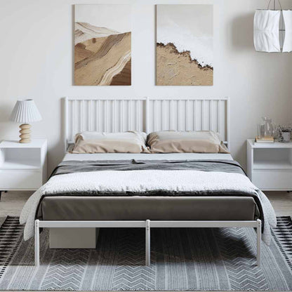 Bedframe met hoofdbord metaal wit 150x200 cm