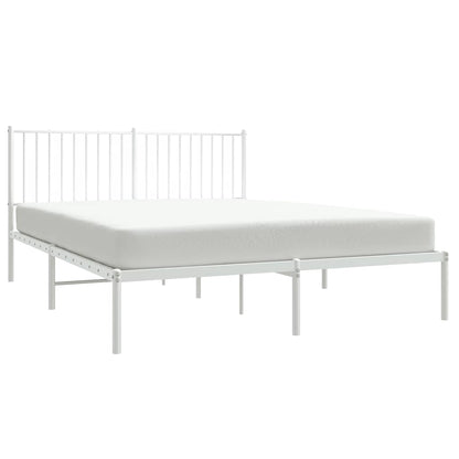 Bedframe met hoofdbord metaal wit 150x200 cm