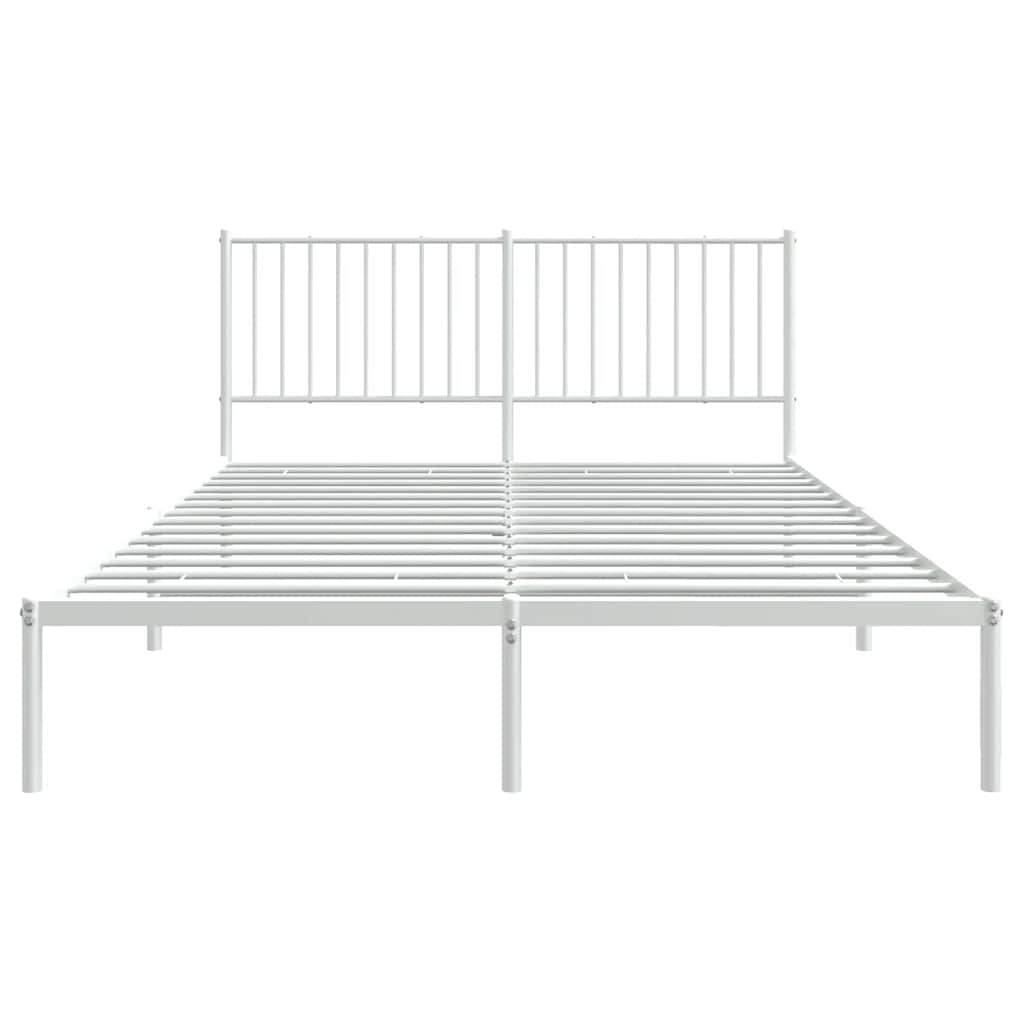 Bedframe met hoofdbord metaal wit 150x200 cm