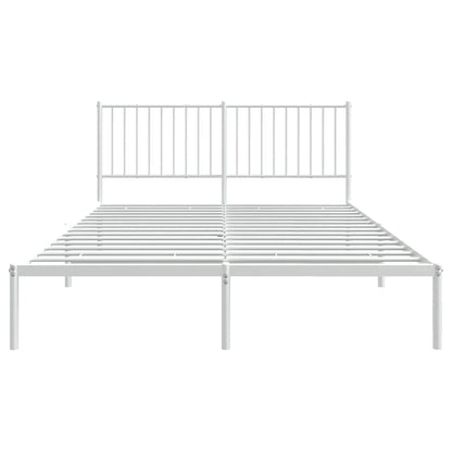 Bedframe met hoofdbord metaal wit 150x200 cm