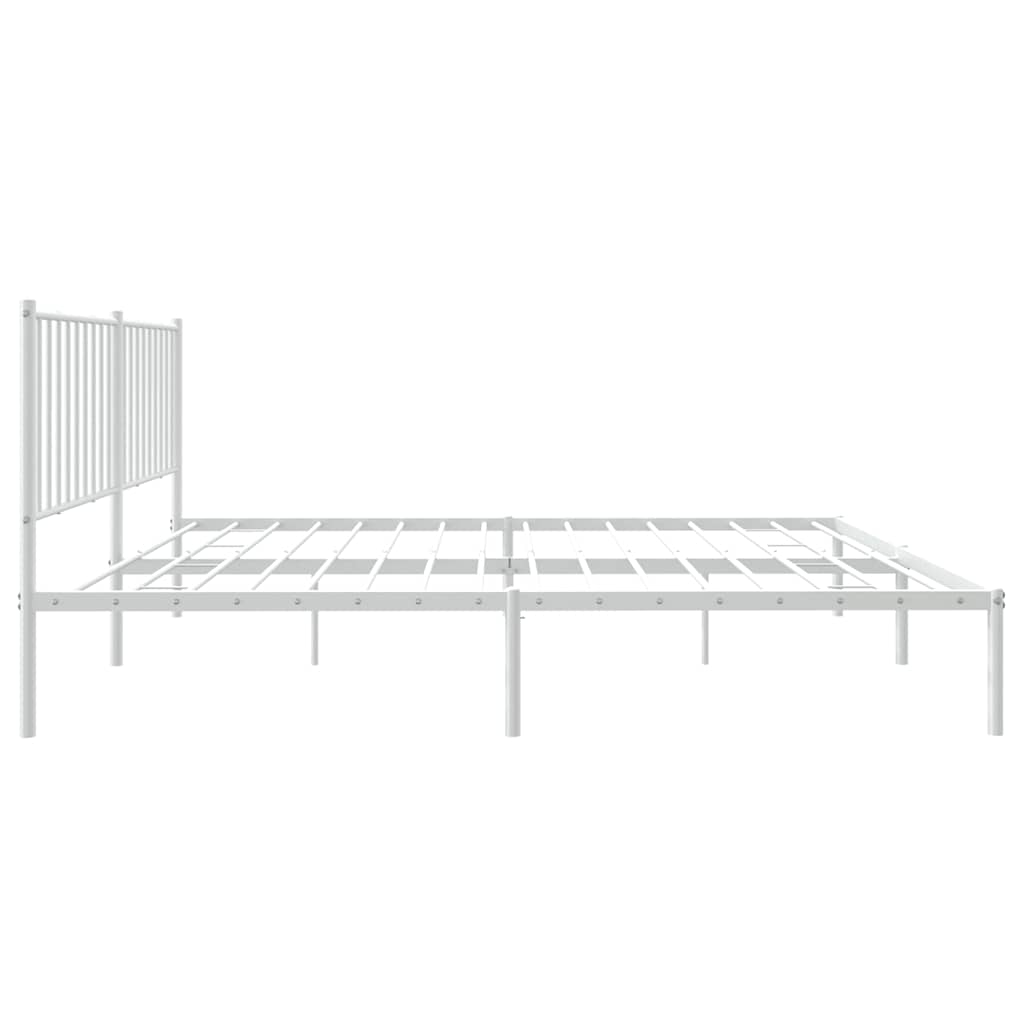 Bedframe met hoofdbord metaal wit 150x200 cm