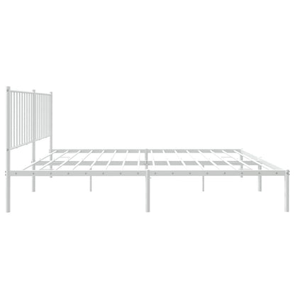 Bedframe met hoofdbord metaal wit 150x200 cm