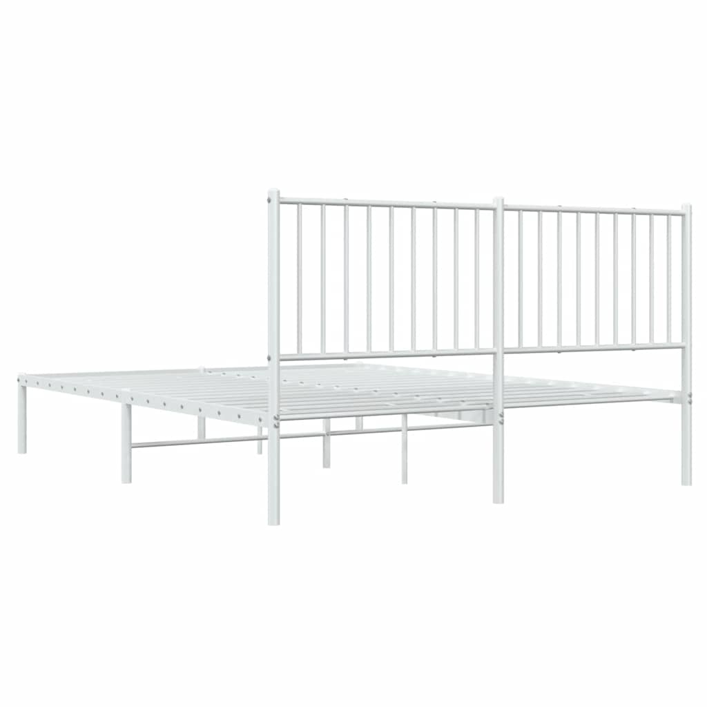 Bedframe met hoofdbord metaal wit 150x200 cm