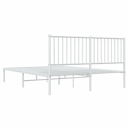 Bedframe met hoofdbord metaal wit 150x200 cm