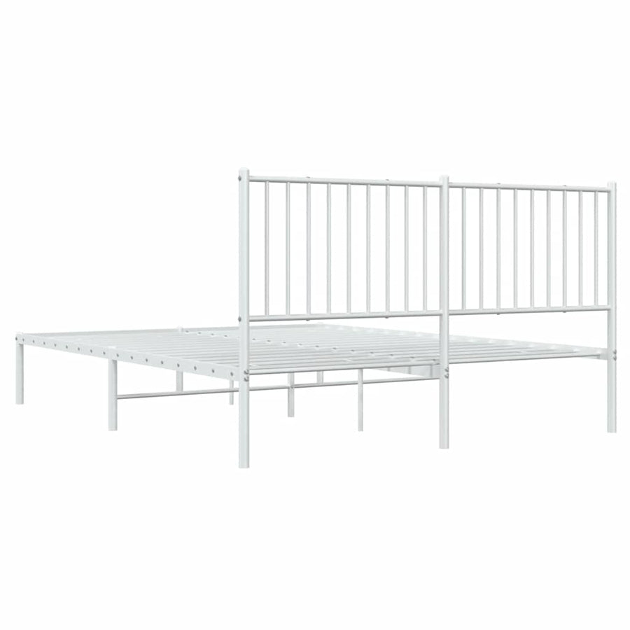 Bedframe met hoofdbord metaal wit 150x200 cm