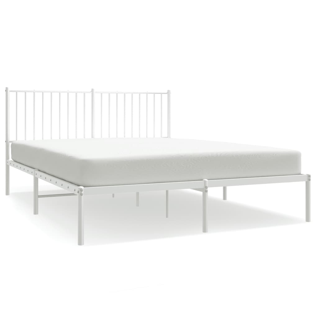 Bedframe Metaal Wit 160 x 200 cm met hoofdbord