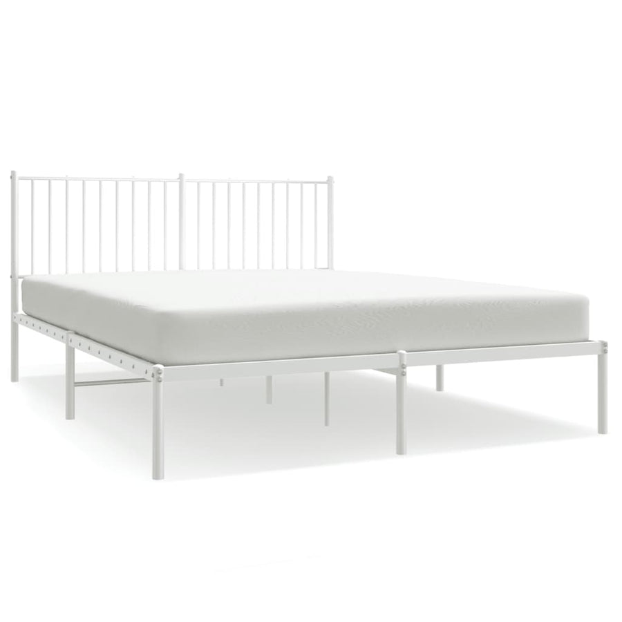 Bedframe Metaal Wit 160 x 200 cm met hoofdbord